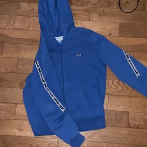 Lacoste Royal Blue Hoodie with Logo and Sleeve Detail